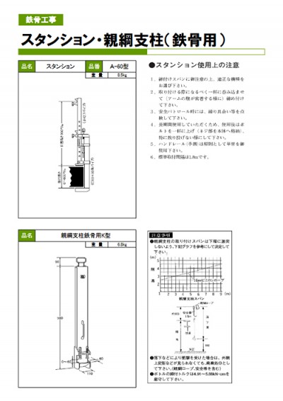 スタンション・親綱支柱（鉄骨用）